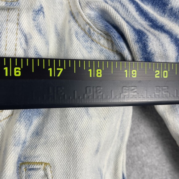 Free People Tie Dye Cropped Denim Jean Jacket Womens L Boho Coastal Artsy - Picture 6 of 10